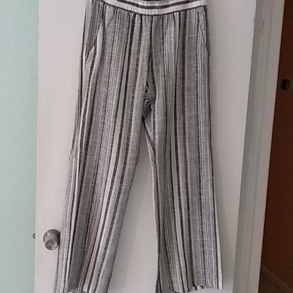 Anthropologie Pants - Drew linen mix wide leg summer striped pants